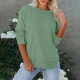 thumbnail image 6 of Byworldtasic Basic Sweatshirt for Women Crewneck Long Sleeve Side Split Tops Casual Solid Color Loose Pullover Shirts, 6 of 7