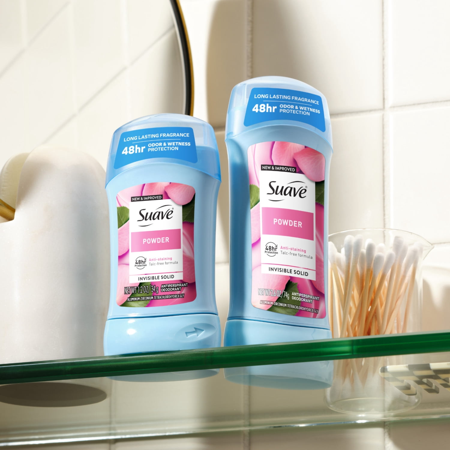 Suave Antiperspirant Deodorant For Women, 48hr Protection, Powder Scent, 2.6 oz