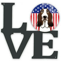 Carolines Treasures BB2173WALV American Flag and Basset Hound Metal Wall Artwork LOVE 12X12 multicolor
