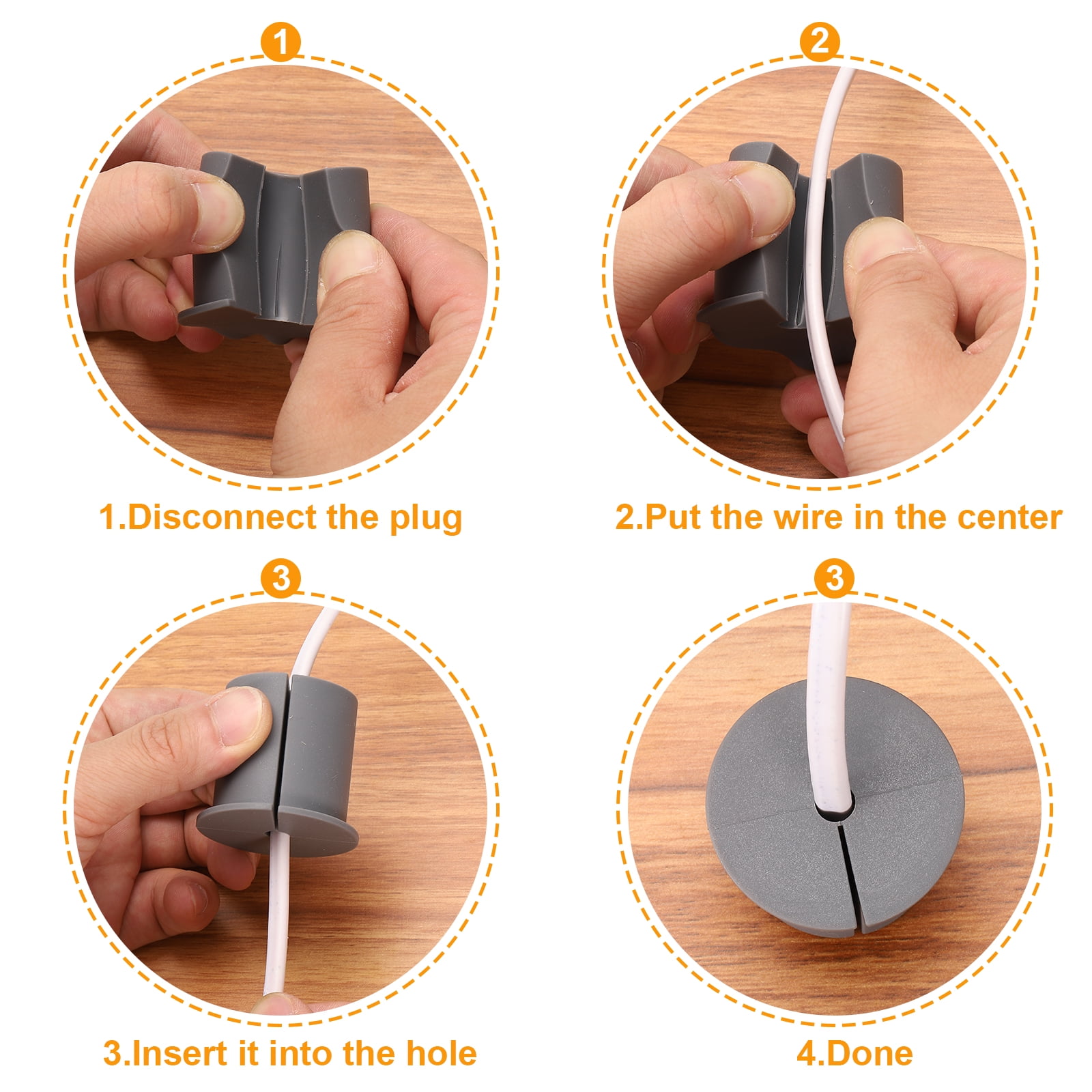 Passe-fil SOURCING MAP 2Pcs 36mm Passe Câble Bureau Oeillet pour Organisation et Protection