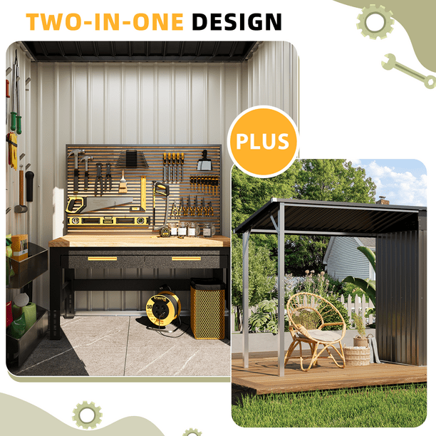YODOLLA Outdoor Open-Sided Storage Shed, 3x5 Sheds & Outdoor