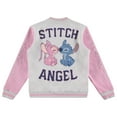 thumbnail image 3 of Disney Lilo,Stitch and Angel Varsity Bomber Jacket - Little and Big Girl Sizes 4-16, Light Grey/Pink, 10-12, 3 of 8