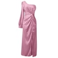 thumbnail image 4 of Tosmy Long Formal Dress Collar Raglan Sleeves Pleated Waist Split Sexy Long Skirt Elegant, 4 of 4