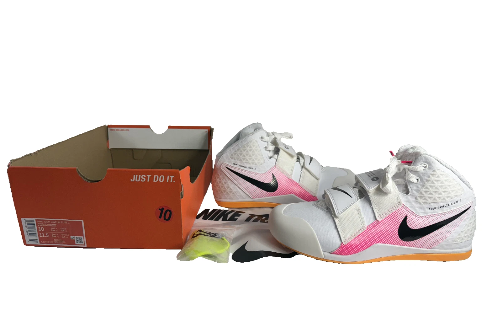 NEW Nike Zoom Javelin Elite 3 Track Shoes WITH SPIKES AJ8119-101 Size 10 White Nike Zoom Javelin Elite 3 Track & Field Throwing Spikes  main image 2