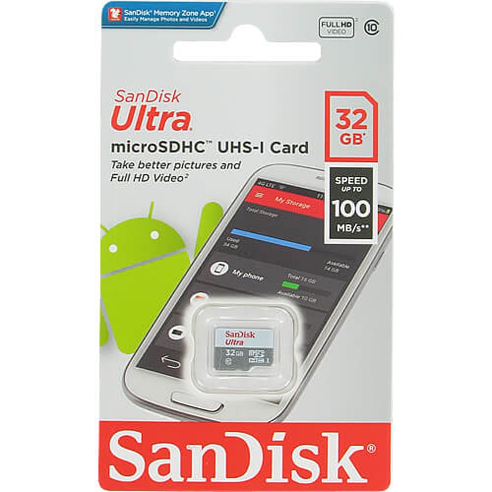 SanDisk Ultra microSDHC UHS - I 32GB haute vitesse 80 Mo - s Class 10 Carte  mémoire SD + adaptateur 129424703 NOIR 32Go - Cdiscount Appareil Photo