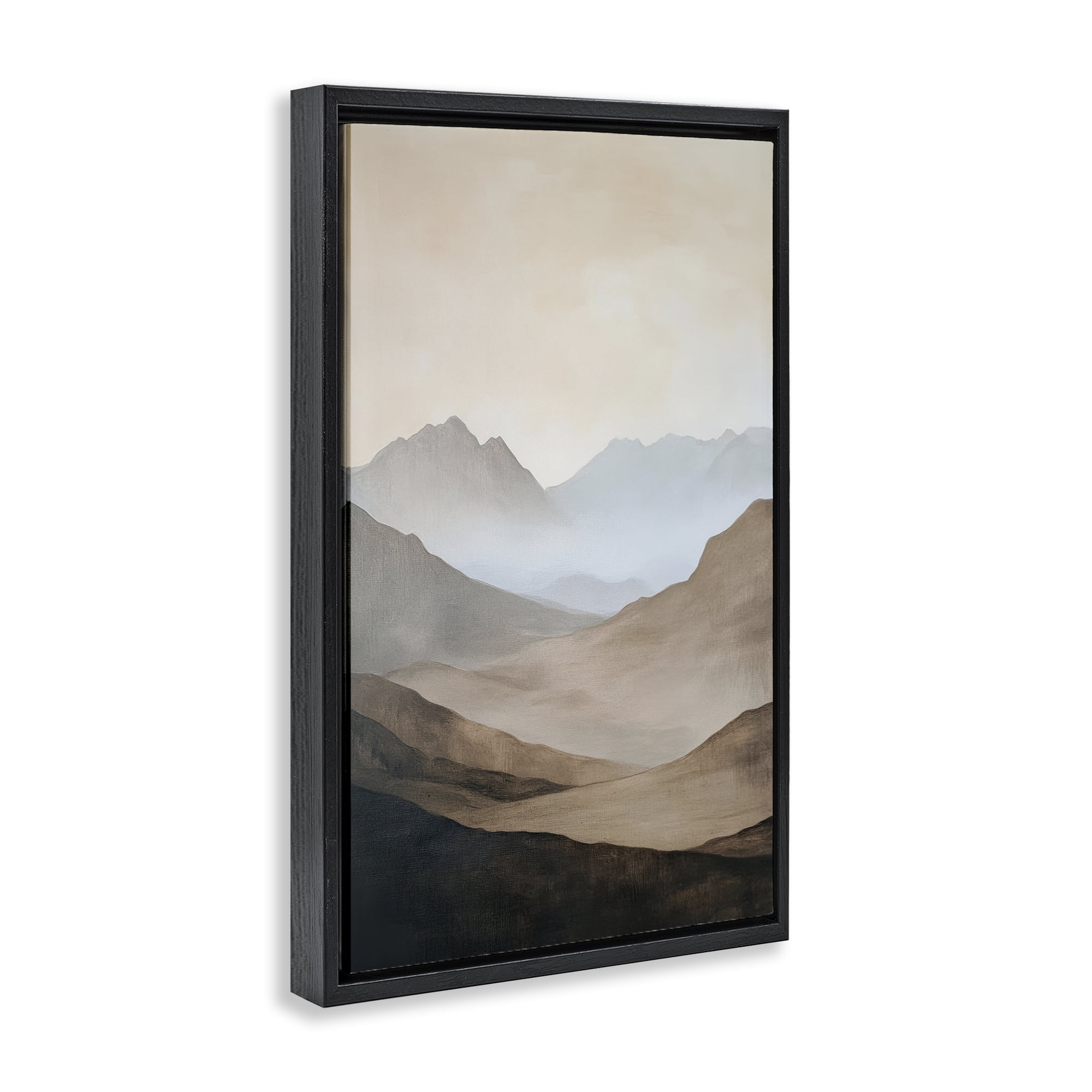 Stupell Industries Foggy Mountains Over Valley Black Framed Floater Canvas Wall Art, design by Petal Prints Design