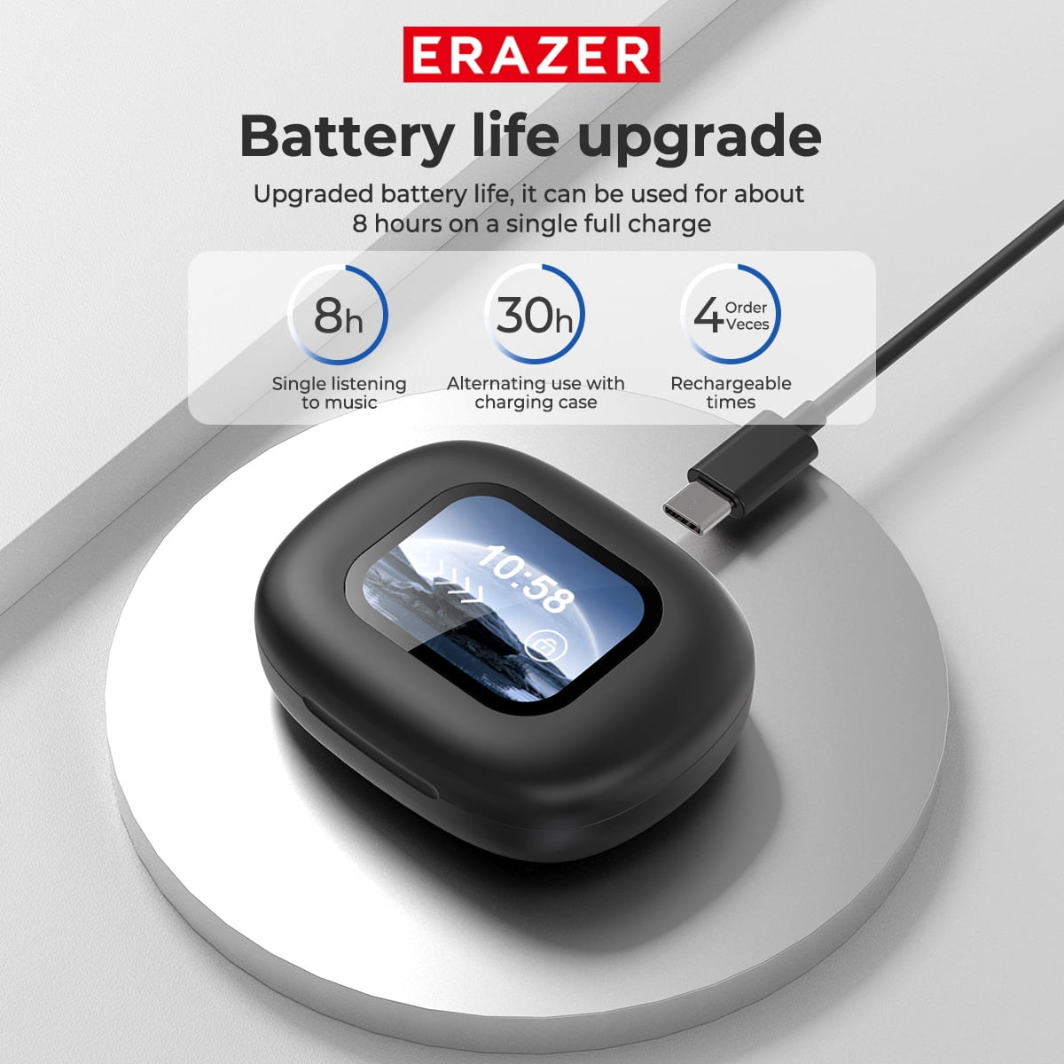 Open Ear AI Translation Wireless Earbuds - ERAZER Bluetooth 5.4, 130+ Language Translator, IPX5 Sweatproof for Running/Business
