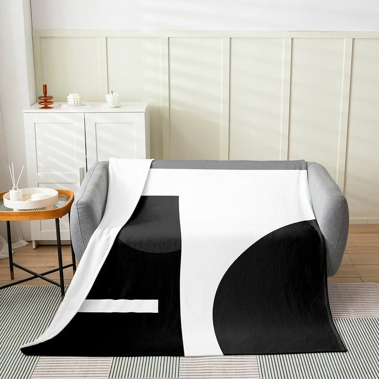 YST Geometric Rectangle Throw Blanket Black White Gray Fleece Blanket Geometry Circle Flannel Blanket for Kids Boys Teens Adult Modern Aesthetic Bed Blanket Warm Farmhouse Throw 50x60 inch Walmart