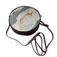 thumbnail image 3 of Leather Shoulder Round Bag 7.1×2.36in Fashion Casual Crossbody Bag Shoulder Bag For Work Travel Business Shopping Date Gainsboro Marble_4, 3 of 5