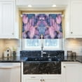 thumbnail image 5 of Yayeee Kitchen Curtains Tier Pair Light Filtering 27"x24" Rod Pocket Short Cafe Window Panel, Watercolor Pink Marble Pattern, 5 of 7