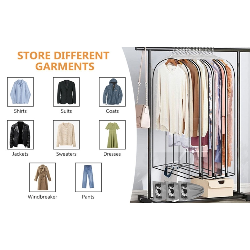 lanema Moisture Resistant Transparent Garment Storage Bag Full Coverages Dustproof PEVA Cover For Coat Suits Closet Organizer