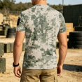 thumbnail image 4 of Homeyce Mens Short Sleeve Tee Shirts Camouflage Button Camo Shirts Vintage Lightweight Crew Neck T Shirts Big and Tall Tee Shirts,Green L, 4 of 5