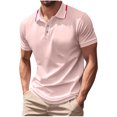 thumbnail image 2 of hoksml Men Golf Ball Uniform Solid Color Collared Polos Shirt Casual Loose Button Lapel Short Sleeve Top Summer Comfortable Business Shirts 2025 on Clearance, 2 of 9