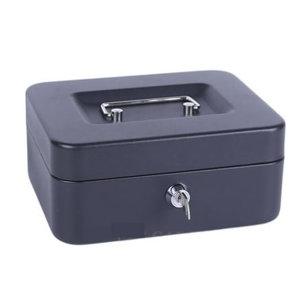 6" Size S Portable Money Safe Box Cash Box With 2 Keys And Tray Lockable Security Safe Box Steel 15x12x8 Cm ,Wide Application