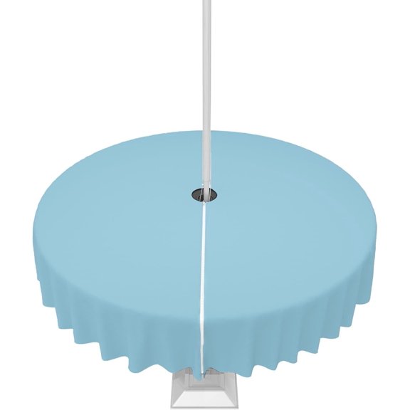 Outdoor Tablecloth Solid Color Round Patio Tablecloths 60 Inch, Waterproof Outside Table Cloths with Umbrella Hole and Zipper, Sapphire Blue Summer Table Cover for Outdoor Tables, Picnic,