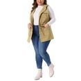 thumbnail image 2 of Agnes Orinda Plus Size Anorak Utility Vest for Women Drawstring Lightweight Sleeveless Cargo Hooded 3X Khaki, 2 of 5
