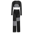 thumbnail image 3 of vastwit Kids Girls Hip Hop Street Dance Outfit Jazz Performance Crop Top Vest Checkered Mesh Jogger Pants Set Black 6, 3 of 5