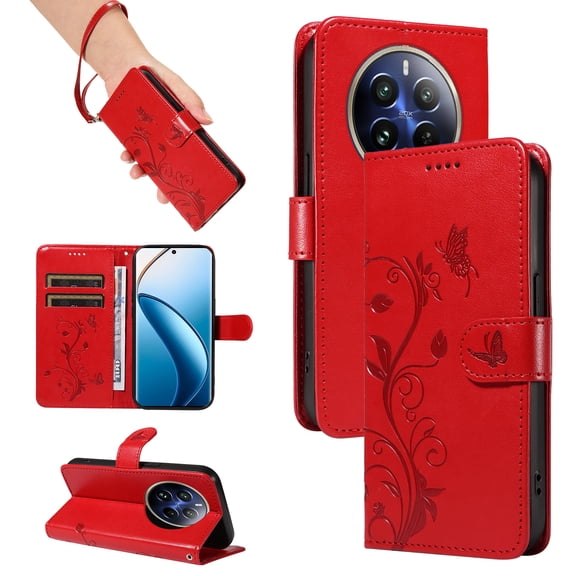 Wallet Case for Realme 12 Pro 5G, PU Leather Kickstand with Card Slots Shockproof Flip Cover for Realme 12 Pro 5G