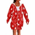 thumbnail image 6 of Women's Christmas Printed Long Sleeve Hooded Sweatshirt Jacket with Drawstring and Zipper Pockets, Fashionable Casual Wear for Fall and Winter,Red,M, 6 of 6