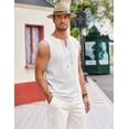 thumbnail image 4 of COOFANDY Men's Cotton Linen Tank Top Shirts Casual Sleeveless Lace Up Beach Hippie Tops Bohemian Renaissance Pirate Tunic, 4 of 10