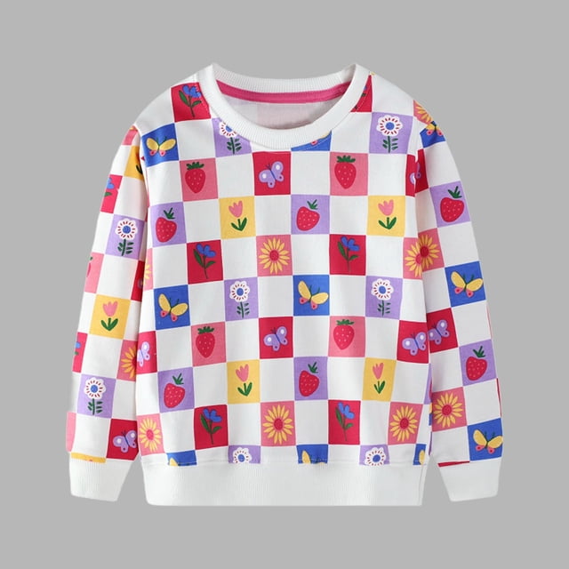 YUNAFFT Sweat à Carreaux pour Enfants Imprimé Floral Manches Longues Col Rond Décontracté Automne Hiver