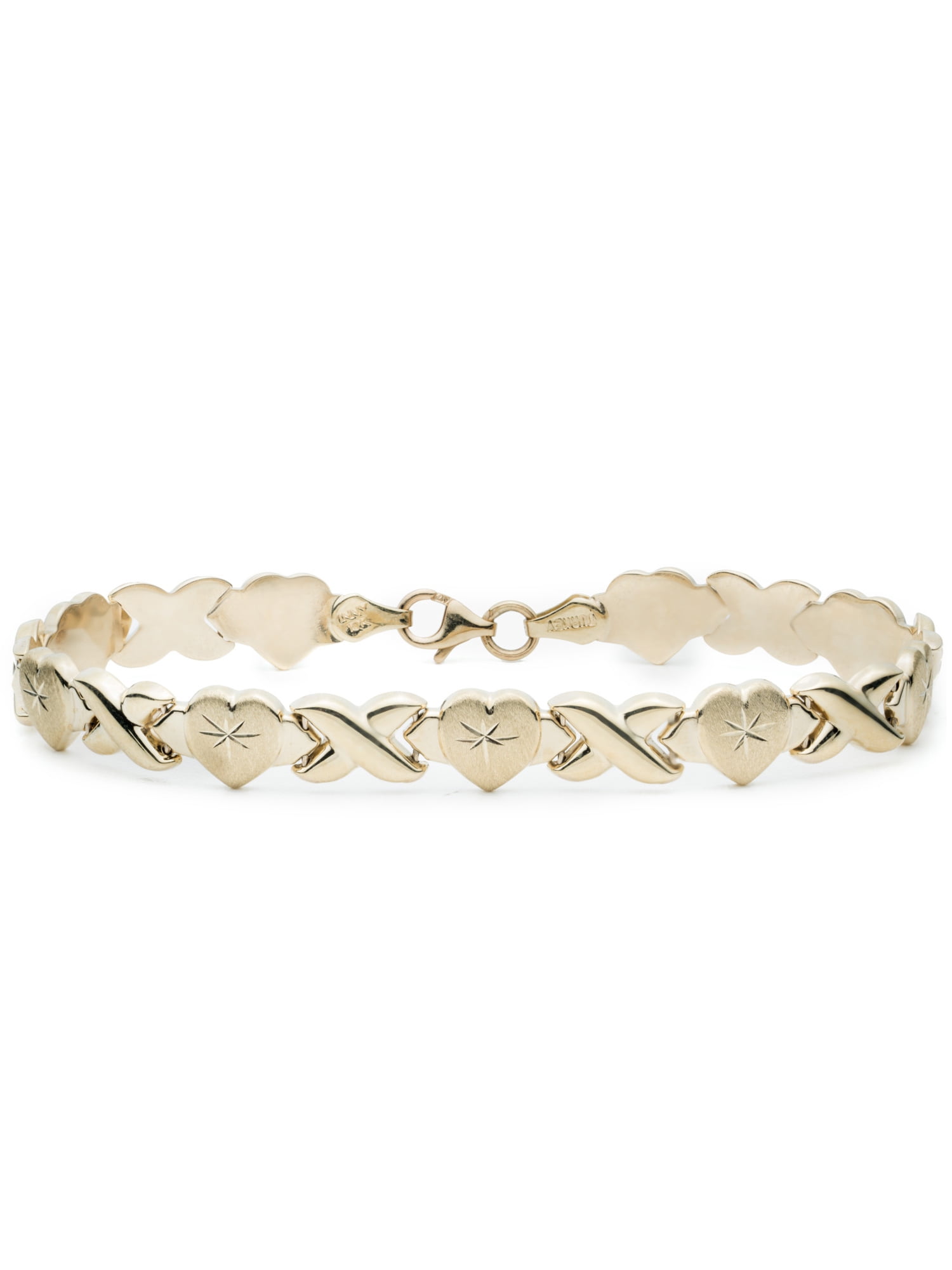 10k Fine Gold Stampato Xoxo X & Heart Chain Bracelet