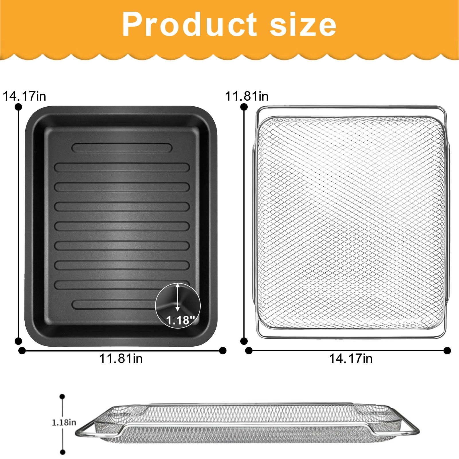 GWY Air Fryer Toaster Accessories Replacement for COSORI CS130-CFH CS130-AO 13 in 1 CO130-AO 12 in 1 32Qt Air Fryer Toaster Oven Combo, Air Fryer Rack Parts Grill Pan Plate Crisper Plate Tray Basket