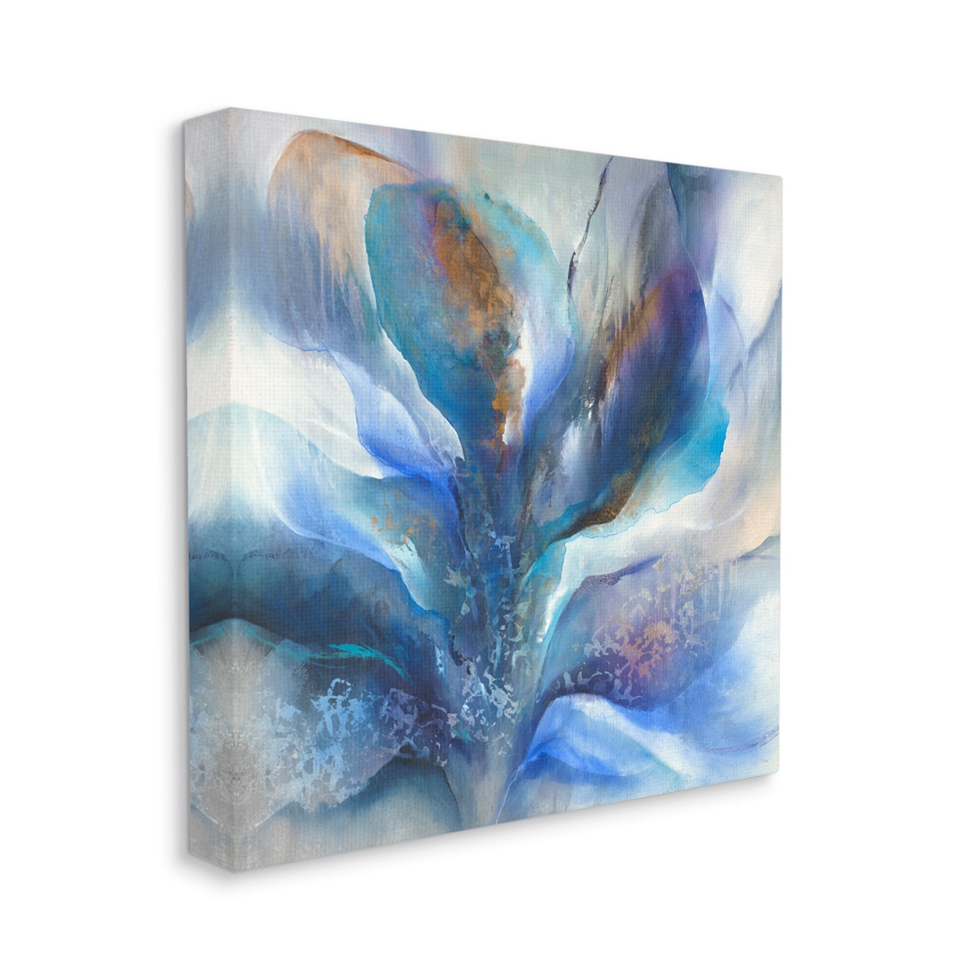 Stupell Industries Abstract Blue Petals Fluid Modern Botanical Design Graphic Art Gallery Wrapped Canvas Print Wall Art, Design by K. Nari