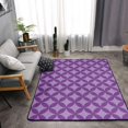 thumbnail image 3 of Flannel Non-slip Area Rug, 63"x48" No Shedding Living Room Bedroom Dining Room Home Office Area Rug, Purple Rhombus Pattern, 3 of 6