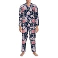 thumbnail image 3 of Pofeuu Rose Flowers Print Men's Long Sleeve Pajama Set Pijamas Para Hombres Pijamas Para Hombres Mens Pajamas Set-Medium, 3 of 7