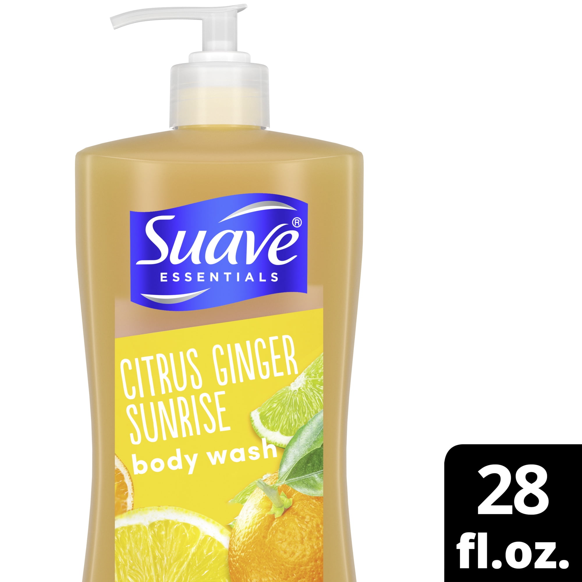 Suave Essentials Body Wash For Refreshed, Revived Skin, Citrus Ginger Sunrise Paraben Free Body Wash 28 FO