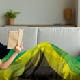 thumbnail image 3 of Jamaican Soft Flannel Fleece Throw Blanket, Triangular Polygon Design Abstract Flag Geometric National, Cozy Plush for Indoor and Outdoor Use, 50" x 60", Yellow Green Green Brown, by Ambesonne, 3 of 5