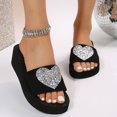 thumbnail image 2 of Aayomet Women's Slippers Ladies Fashion Summer Flashing Heart Decoration Open Toe Slope Heel Slippers,Silver 8.5, 2 of 5
