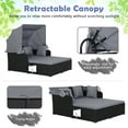 thumbnail image 2 of Gymax Rattan Daybed Lounge with Retractable Canopy, Gray, 2 of 4