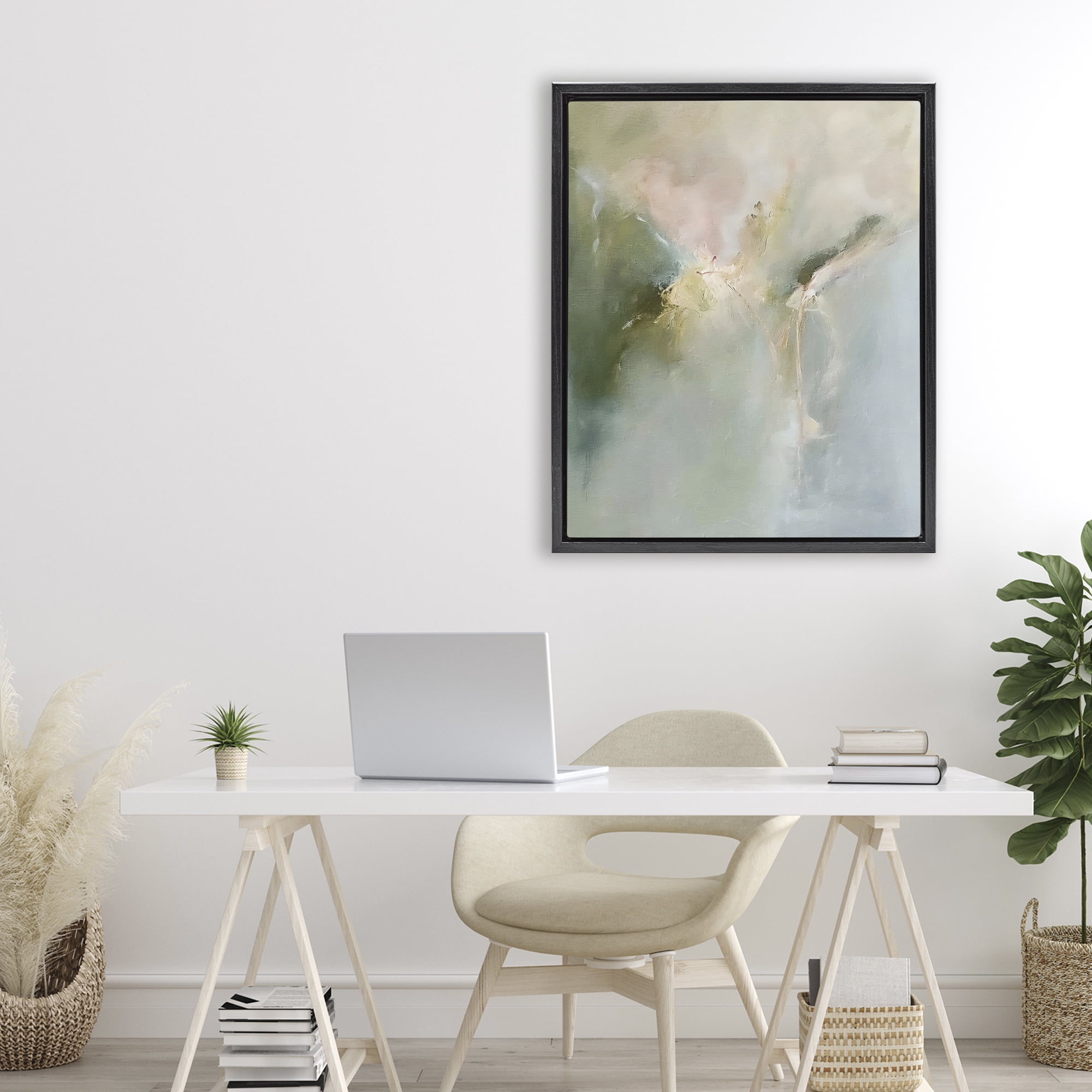 Stupell Industries Ethereal Brushwork Harmony Black Framed Floater Canvas Wall Art, design by Riley B