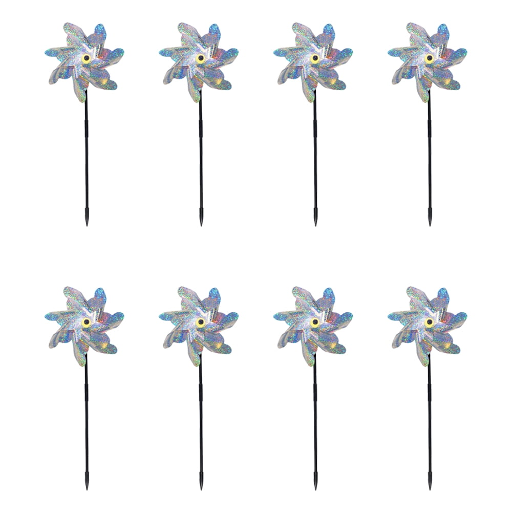 Sparkly Holographic Wind Spinners Scare Off Birds, Set of 8, Bird