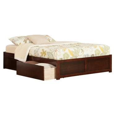 AFI Concord King Bed with Flat Panel Foot Board and 2 Flat Panel Bed Drawers in Walnut