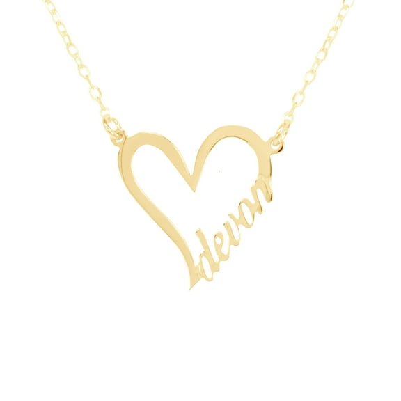 ♥ Personalized 14K Gold-Plated Sterling Silver Heart Name Necklace