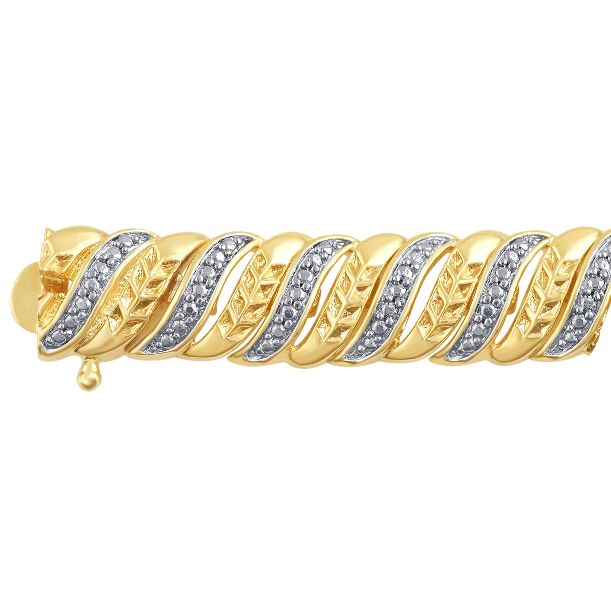 Arista Diamond Accent Fashion Bracelet 14k Gold over Brass, 7.5"