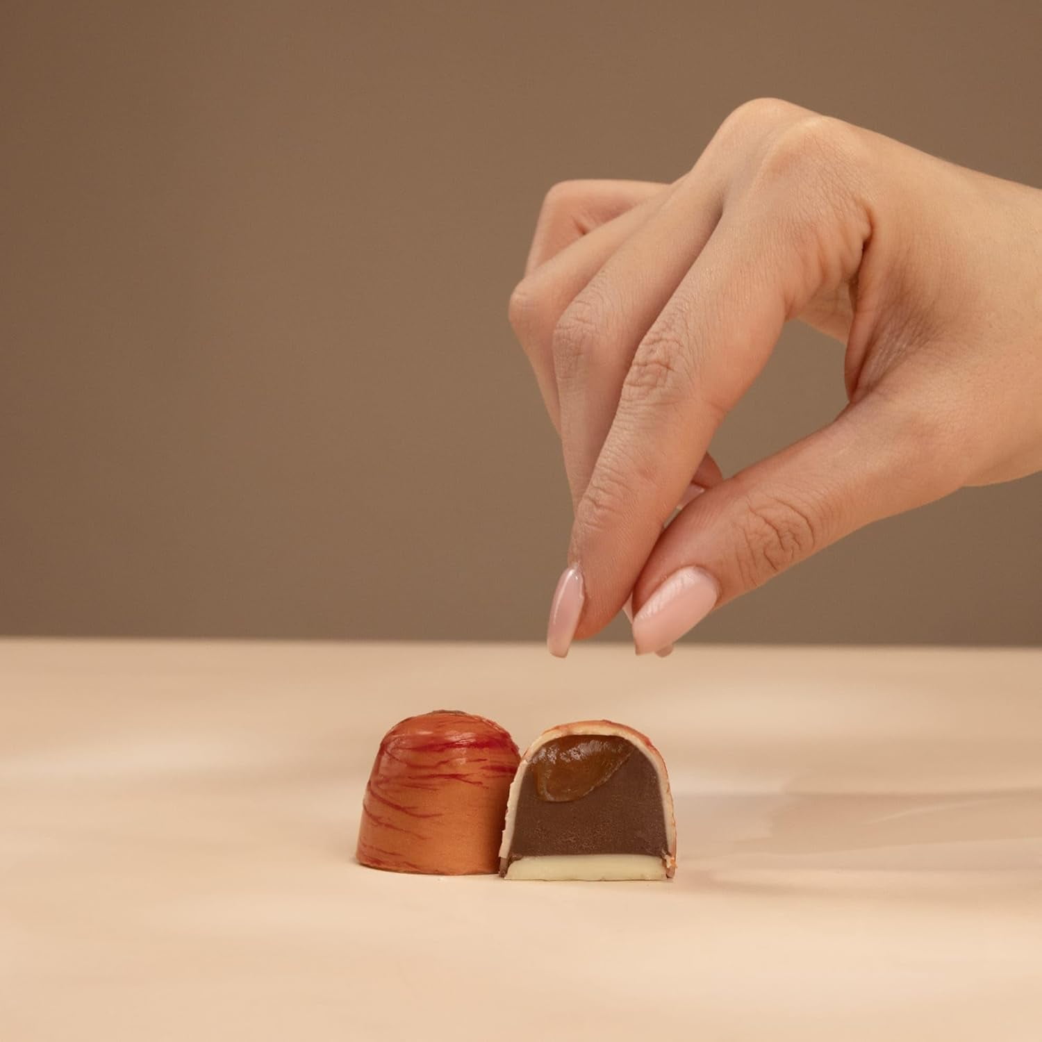 OMNIYA Delicacy Chocolate Galaxy Bonbon Artisan Filled Caramel Green Crème Pistachio 20 Count Mini