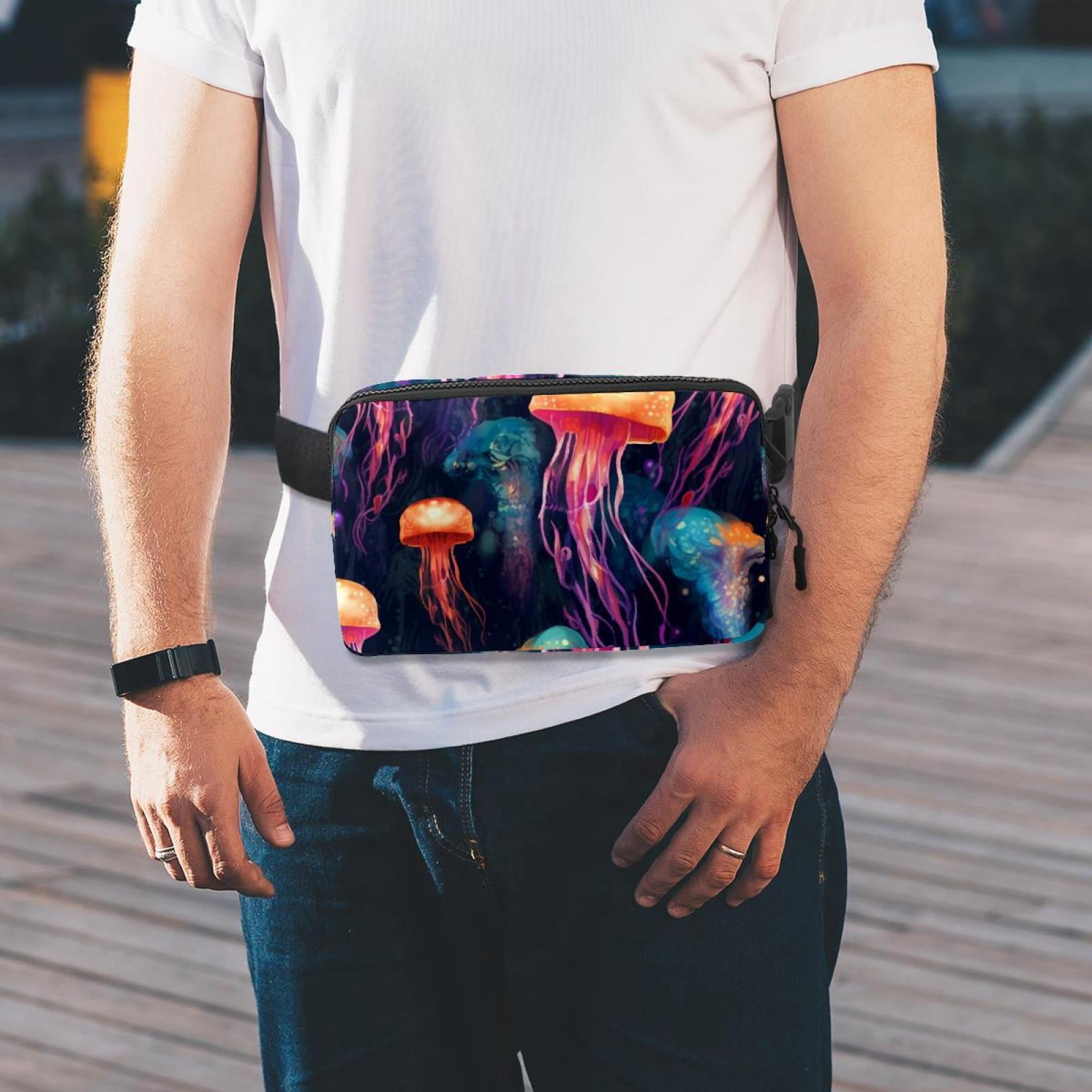 Jellyfish Lightweight Adjustable Crossbody Bag Fanny Pack Running Belt Extension Strap Unisex