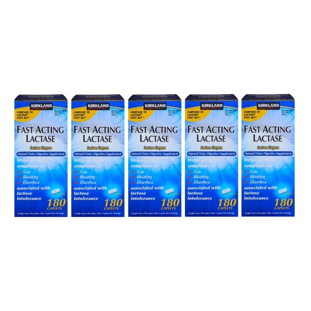 Kirkland Signature Fast Acting Lactase, 180 Caplets 5PK