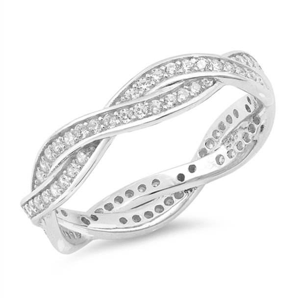 CHOOSE YOUR COLOR White CZ Eternity Knot Stackable Ring New .925