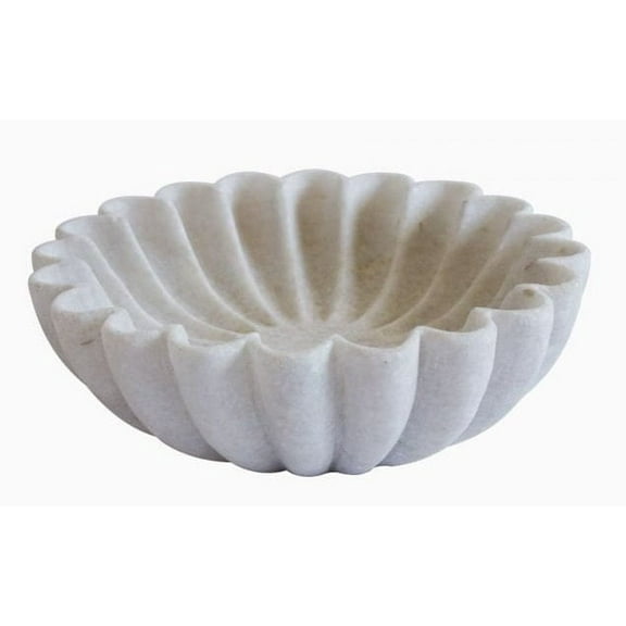 Elegant White Marble Zinnia Urli Bowl - Exquisite Handcrafted Decorative Piece for Home Decor and Traditional Occasions