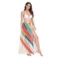 thumbnail image 2 of FORMRS Womens Long Sarong Beach Wrap Semi-Sheer Bikini Skirt Bathing Swimsuit Cover Up, Colorful Plane Stripes, 2 of 7