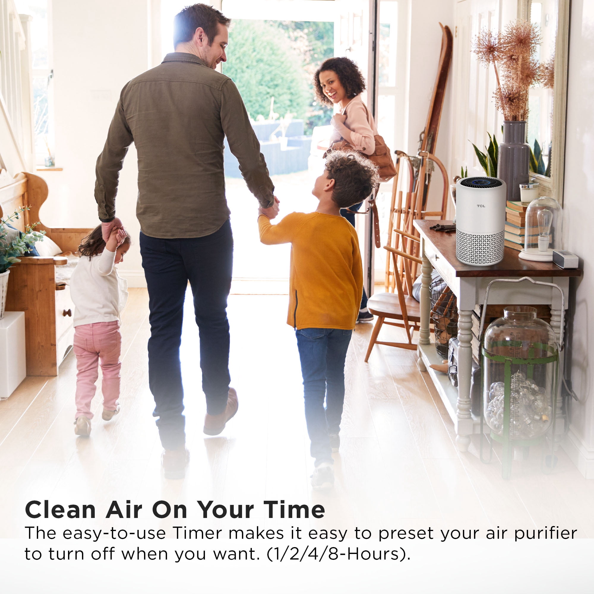TCL Breeva A1C Air Purifier for Home, Bedroom, Up to 1015 ft², Auto Mode, H13 True HEPA Filter, Filter 99.97% Allergies, Smoke, Odor, Pet, Hair, Dust, Pollen, White (A1C14W)