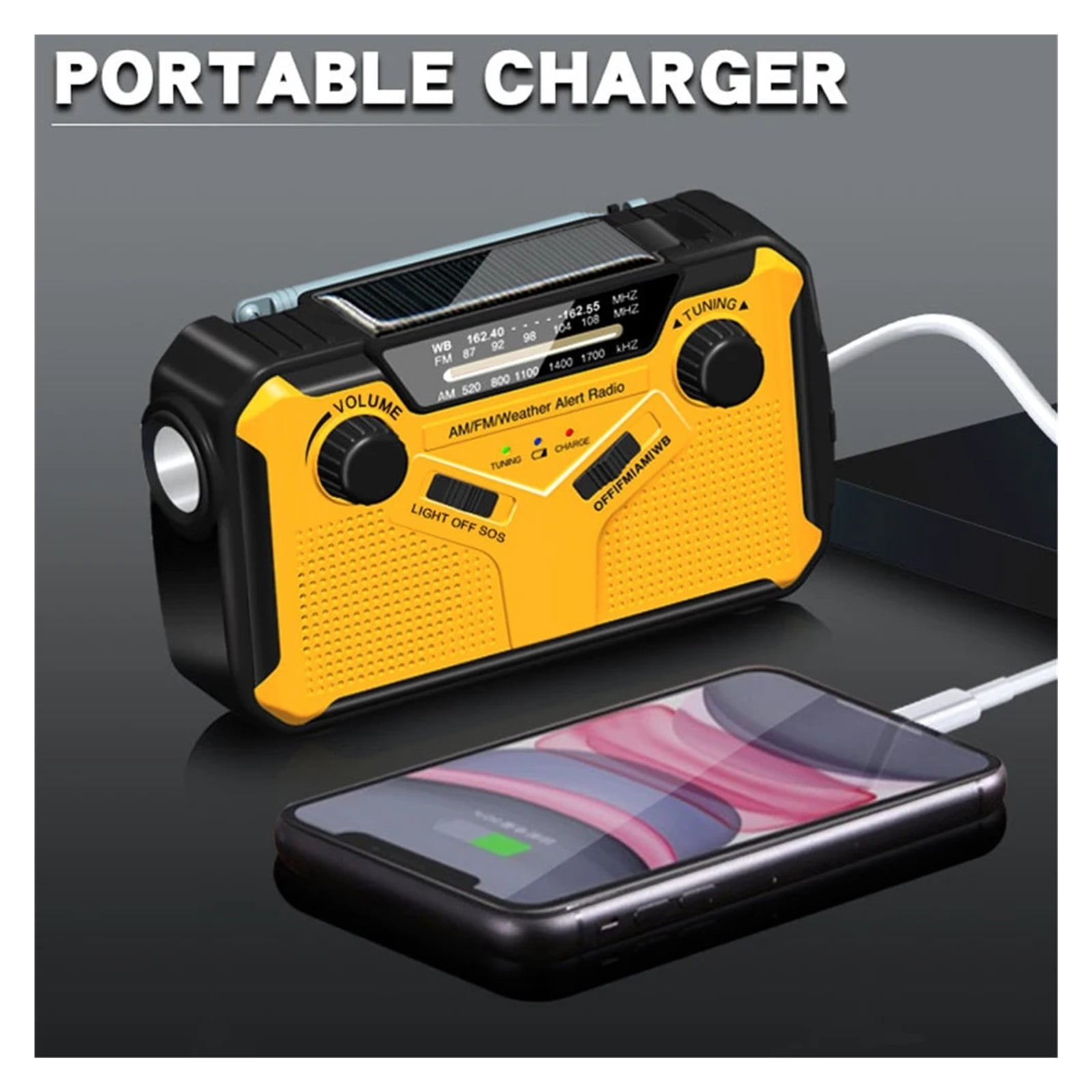 Emerncy Radio with LED Flashlight Power Bank SOS Alarm Solar Radio AM/FM Portable Radio for Emerncy Camping Survival
