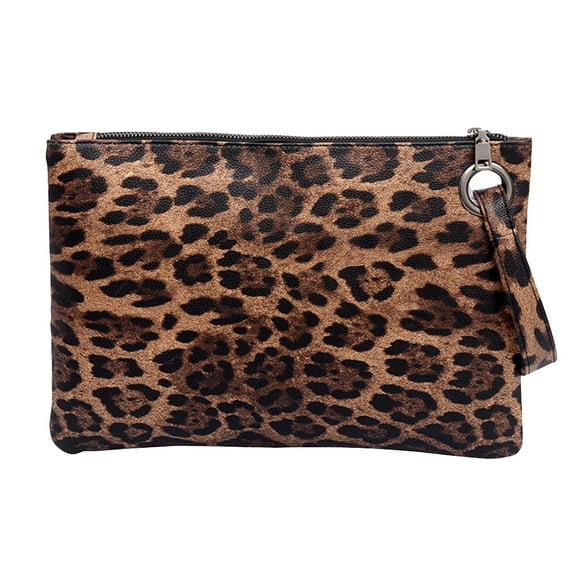 OUNONA Leopard Zipper Clutch Bag For Women Zebra Print Envelope Purse Fashion Unique Wallet Evening Wristlet Handbag