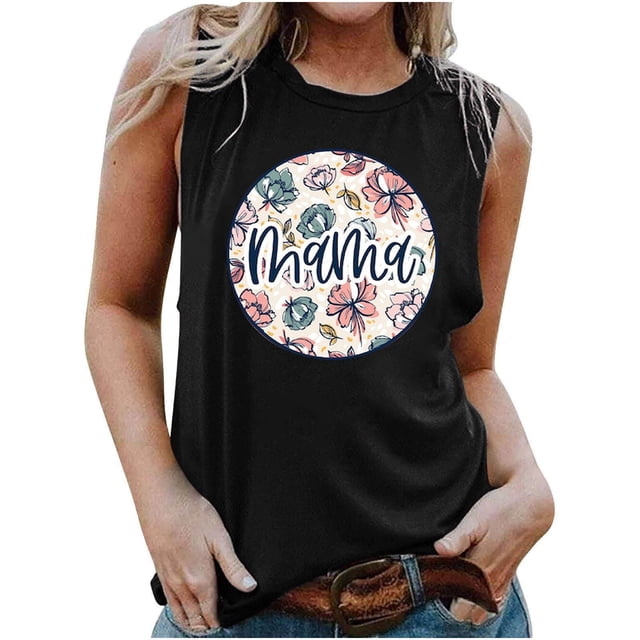 Qiopertar Blouse Sans Manches Imprimée Mode Décontractée pour Femmes Col Rond Sexy Pull-Over Slim Offres de la Semaine Liquidation à Moins de 5$ jusqu'à 90 % de Réduction