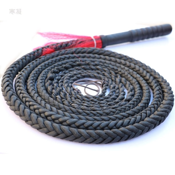 Látigo de cambray y toro totalmente hecho a mano hecho de cuero genuino duradero Látigo de toro negro, látigo de caballo trenzado de lujo: perfecto para ganado de trabajo o grietas deportivas ZefeiWu 9024735266495